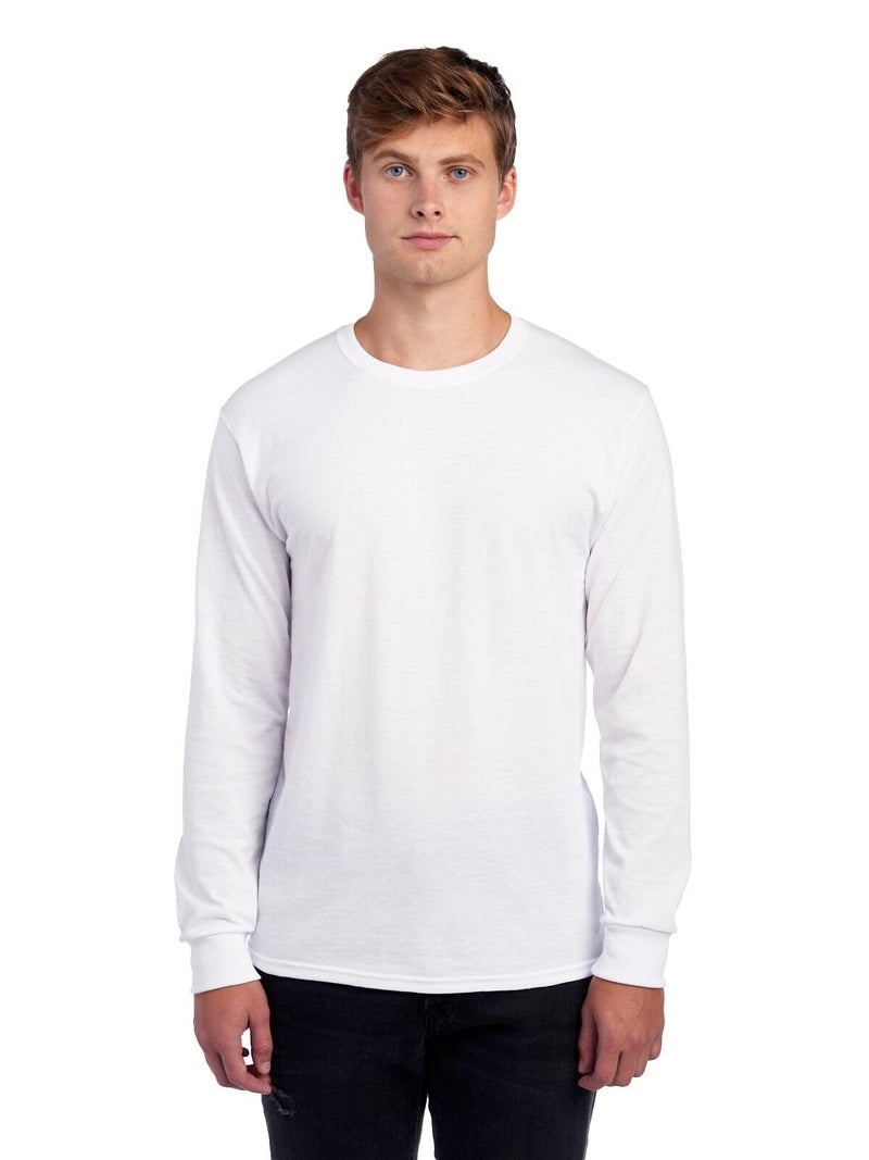 Jerzees Men's Dri-Power Cotton Blend Long Sleeve Tees, Moisture Wicking, Odor Protection, UPF 30+, Sizes S-3X, White, Small - Image 1